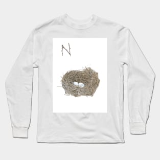 N for nest alphabet illustration Long Sleeve T-Shirt